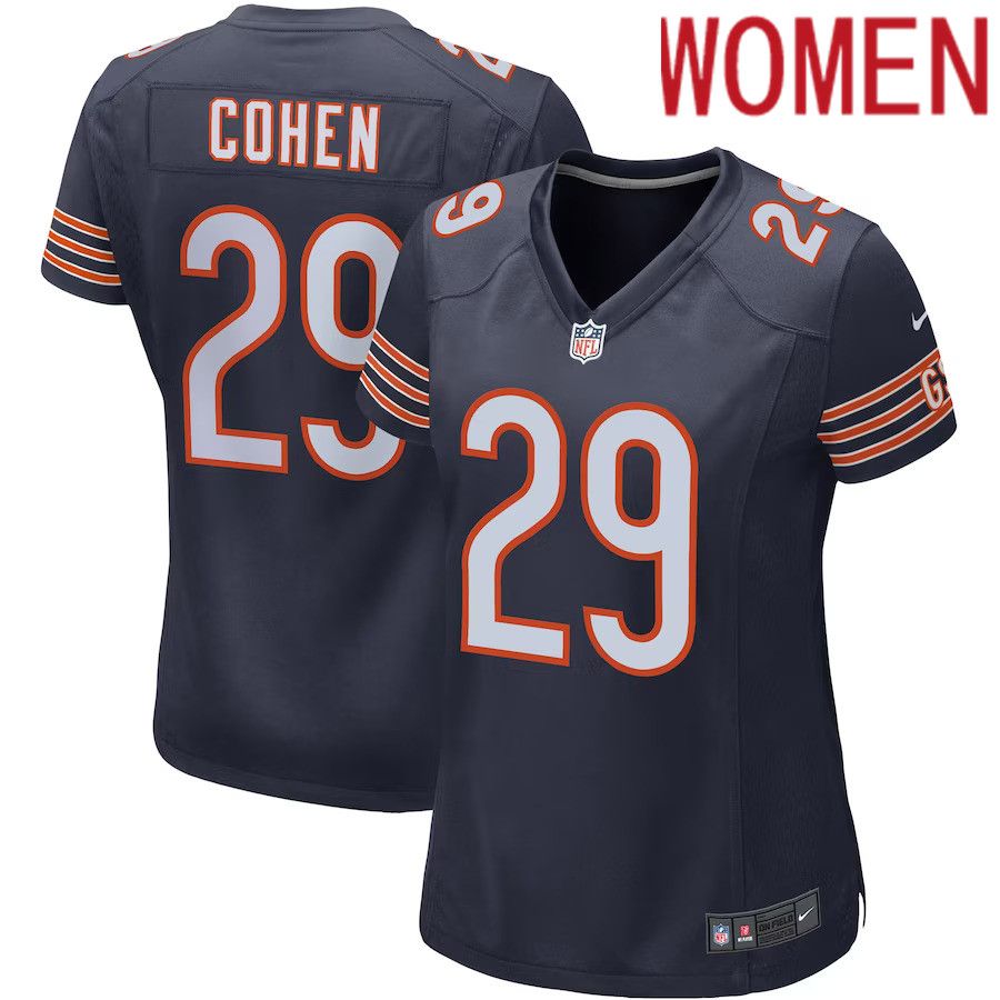 Women Chicago Bears #29 Tarik Cohen Nike Navy Game Player NFL Jersey->women nfl jersey->Women Jersey